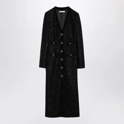 Alessandra Rich Sequin Tweed Midi Dress With Buttons