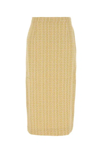 Alessandra Rich Sequin Tweed Midi Skirt In Yellow