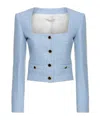 Alessandra Rich Sequined Square Collar Casual Coat In Blue