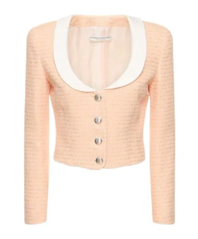 Alessandra Rich Sequined Tweed Casual Jacket In Brown