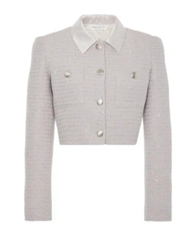 Alessandra Rich Sequined Tweed Casual Jacket In Gray