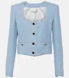 Alessandra Rich Sequined Tweed Square Neck Jacket In Blue