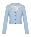 Alessandra Rich Sequined Tweed Square Neck Jacket In Blue