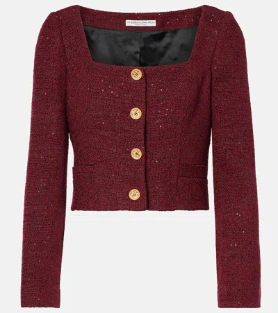 Alessandra Rich Tweed Sequin-embellished Jacket In Burgundy