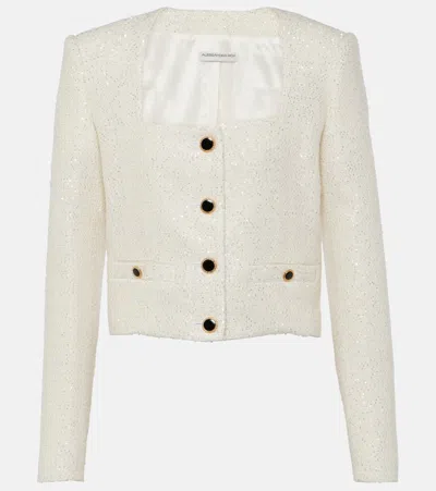 Alessandra Rich Sequined Tweed Jacket In White