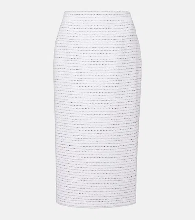 Alessandra Rich Sequined Tweed Midi Skirt In White