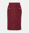 Alessandra Rich Sequined Tweed Pencil Skirt In Red