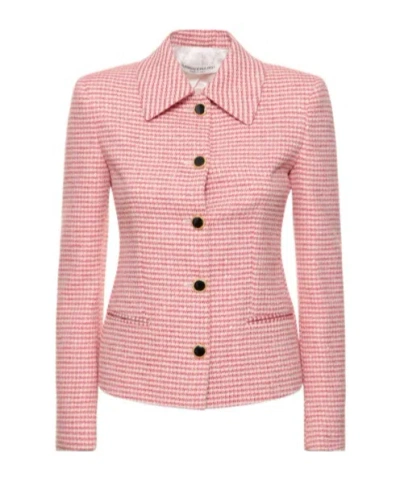 Alessandra Rich Sequined Tweed Single-breasted Casual Jacket In Pink