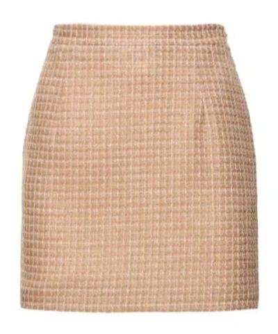 Alessandra Rich Sequined Tweed Skirt In Brown
