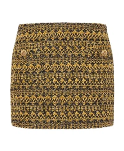 Alessandra Rich Sequined Wool-blended Tweed Mini Skirt In Brown