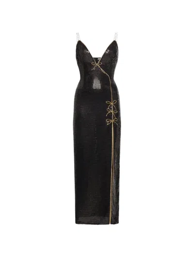 Alessandra Rich Sequin-embellished Bow-detail Dress In Brown