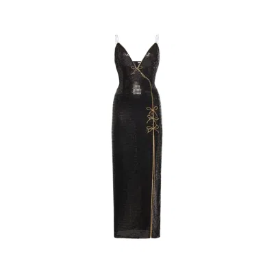 Alessandra Rich Sequin-embellished Bow-detail Dress In Brown
