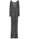 Alessandra Rich Open-back Sequin-embellished Knitted Maxi Dress In Black