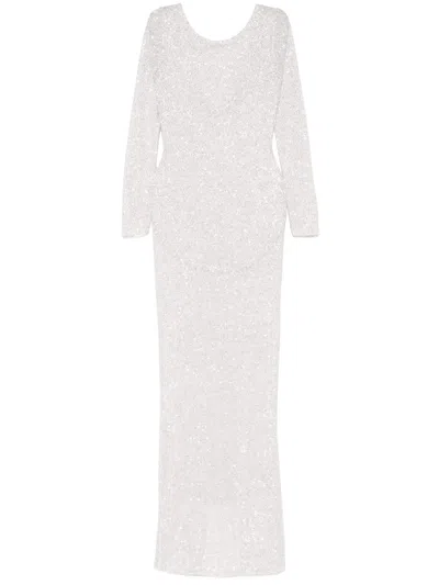 Alessandra Rich Sequinned Maxi Dress In Grey