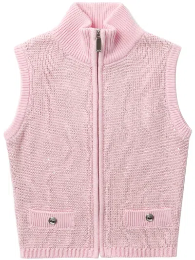 Alessandra Rich Sequinned Sleeveless Cardigan In Pink