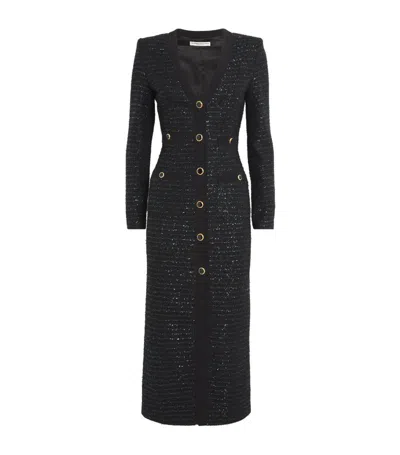 Alessandra Rich Sequinned Tweed Midi Dress In Black
