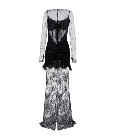 ALESSANDRA RICH SHEER COTTON-BLEND LACE GOWN