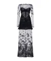 Alessandra Rich Sheer Lace Dress In Black