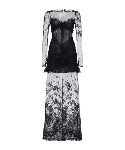 Alessandra Rich Sheer Lace Dress In Black