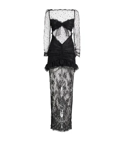 Alessandra Rich Sheer Lace Maxi Dress In Black