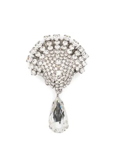Alessandra Rich Silver-tone And Crystal Clip Earrings In Burgundy