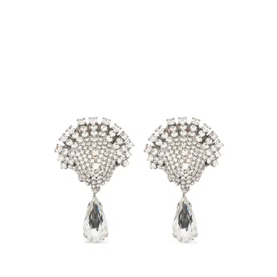 Alessandra Rich Shell Drop Earrings In White