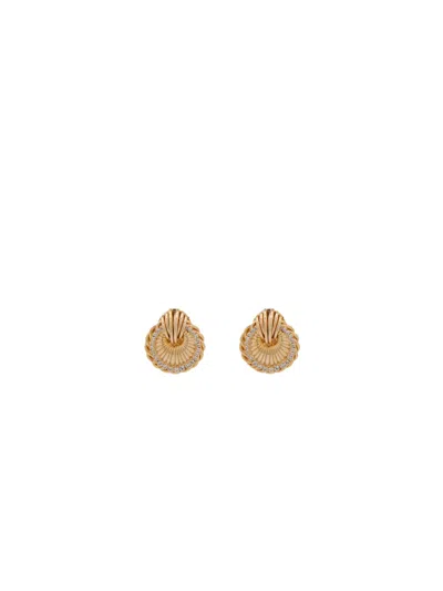 Alessandra Rich Shell Earrings With Crystals