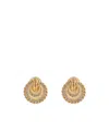 Alessandra Rich Gold Shell Earrings With Crystals In Yellow