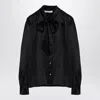 Alessandra Rich Bow Collar Silk Shirt In Black