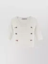 Alessandra Rich Short Sleeve Mohair Sweater In White