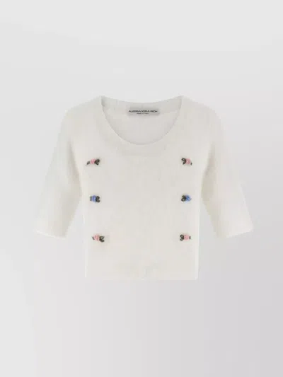 ALESSANDRA RICH SHORT 'CARDED MOHAIR' SWEATER