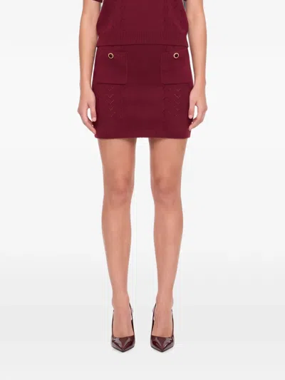 Alessandra Rich Short Pointelle-knit Pocket-detail Skirt In Multi