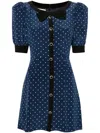 Alessandra Rich Bow-detail Polka-dot Silk Minidress