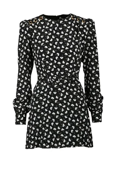 Alessandra Rich Short Silk Dress - Black/white In Multi