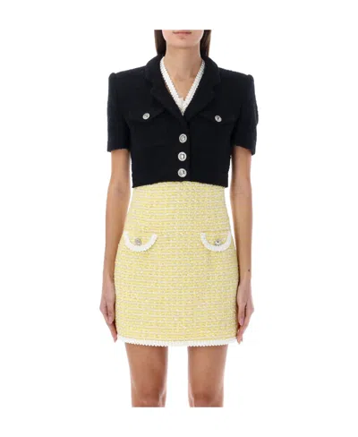 Alessandra Rich Short-sleeve Crop Jacket In Multicolor