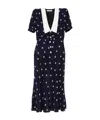 Alessandra Rich Crepe-trimmed Gathered Printed Silk Midi Dress