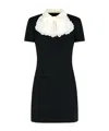 Alessandra Rich Mini Dress With Silk Jabot In Black