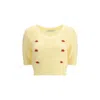 Alessandra Rich Women Short Sleeve Mohair Sweater In Yellow