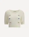 Alessandra Rich Women Short Sleeve Mohair Sweater In White