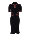 Alessandra Rich Ribbed-knit Virgin Wool Polo Dress In Black