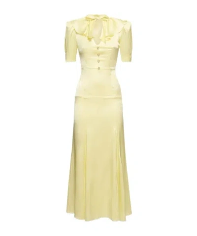 Alessandra Rich Short-sleeved Long Dress In Brown