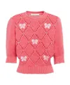 Alessandra Rich Short-sleeved Open-knit Jumper In Pink