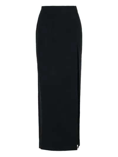 Alessandra Rich Side-split Wool-blend Skirt In Black