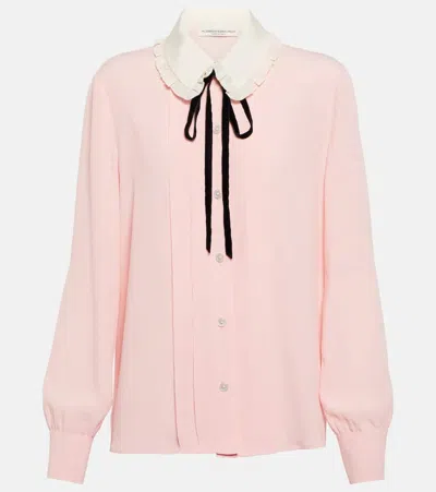 Alessandra Rich Silk-blend Blouse In Pink