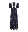 Alessandra Rich Crepe-trimmed Gathered Printed Silk Midi Dress