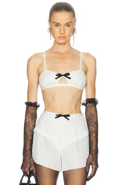 Alessandra Rich Bow-embellished Floral-jacquard Silk Bralette In White