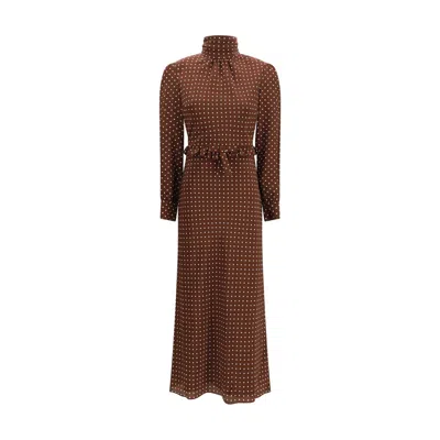 Alessandra Rich Silk Casual Women's Dress In Brown