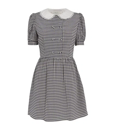Alessandra Rich Silk Checked Mini Dress In Blue