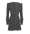 Alessandra Rich Black Clover-print Silk Mini Dress In Black