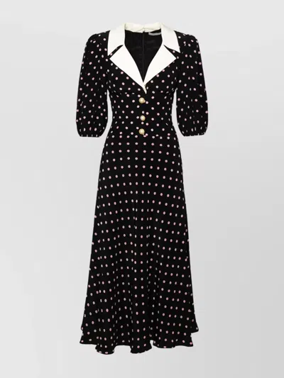 Alessandra Rich Black Polka Dot Print A-line Dress